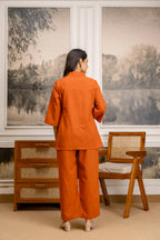 Rangrez Rust Slub Co-ord Set