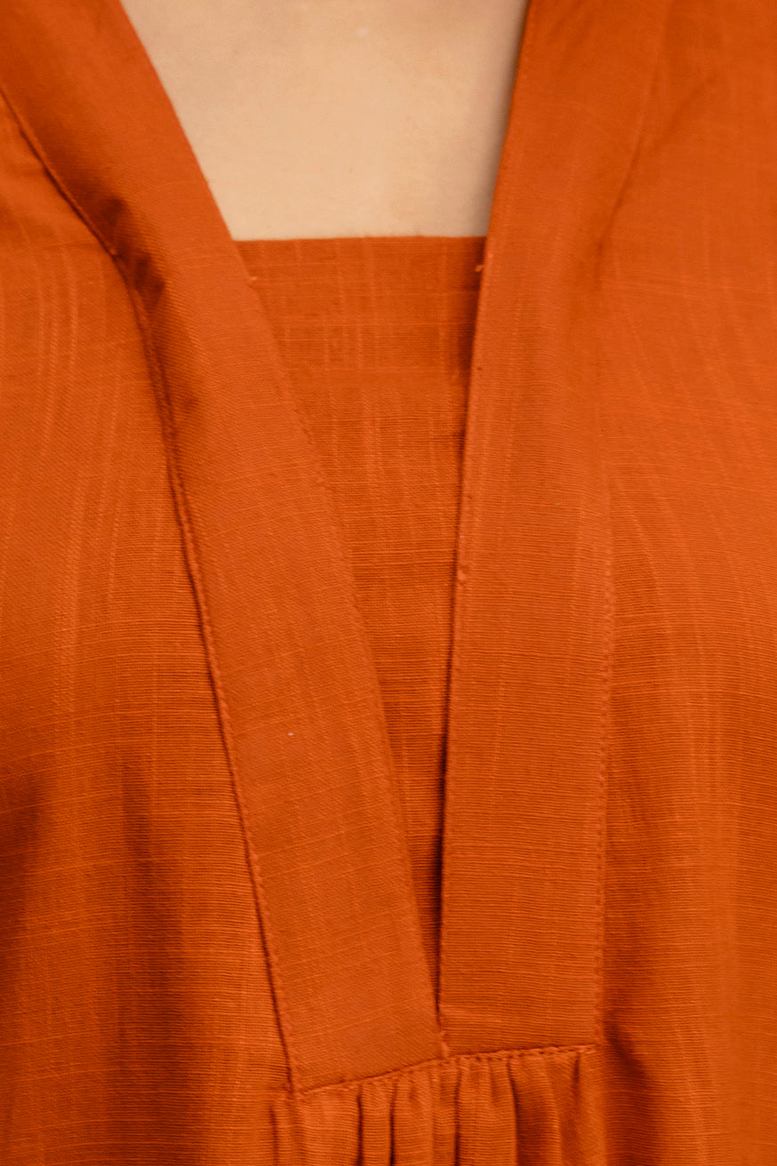 Rangrez Rust Slub Co-ord Set