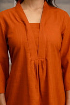 Rangrez Rust Slub Co-ord Set